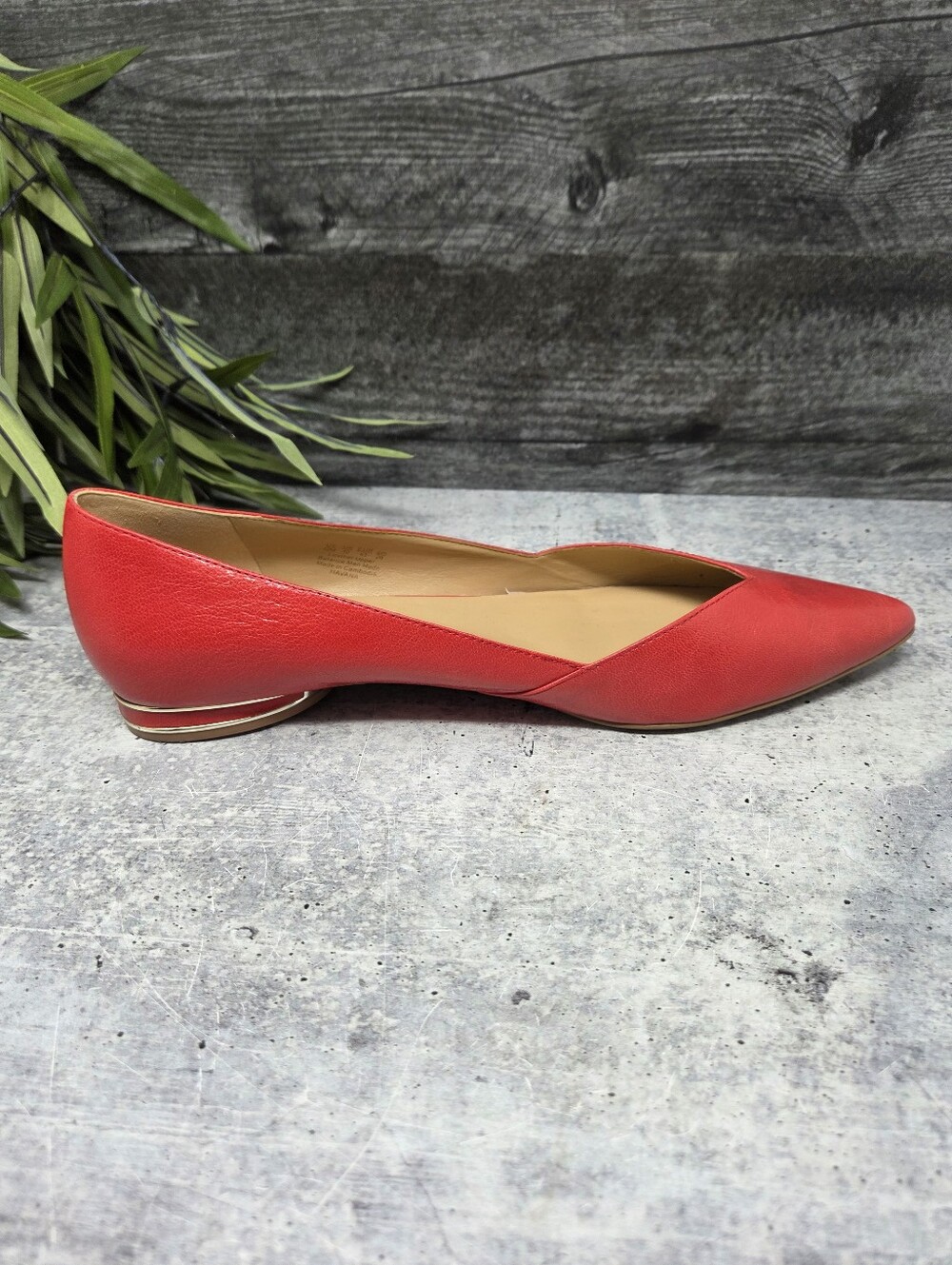 Naturalizer Red Havana Pointed Toe Flats Size 12 Metallic Trim Heel Office Party - Picture 9 of 11